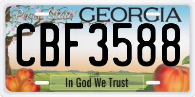 GA license plate CBF3588
