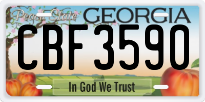 GA license plate CBF3590