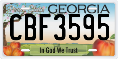 GA license plate CBF3595