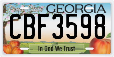GA license plate CBF3598