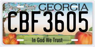 GA license plate CBF3605