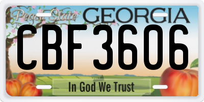 GA license plate CBF3606