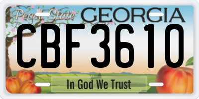 GA license plate CBF3610
