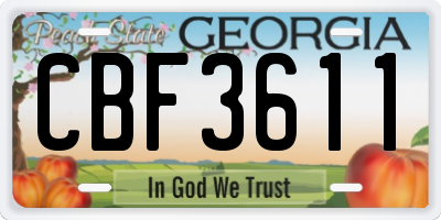 GA license plate CBF3611