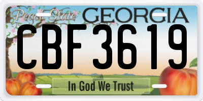 GA license plate CBF3619