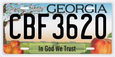 GA license plate CBF3620