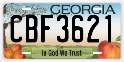 GA license plate CBF3621