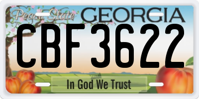 GA license plate CBF3622