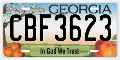 GA license plate CBF3623