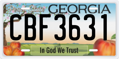 GA license plate CBF3631