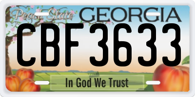 GA license plate CBF3633
