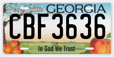 GA license plate CBF3636