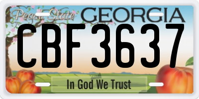 GA license plate CBF3637