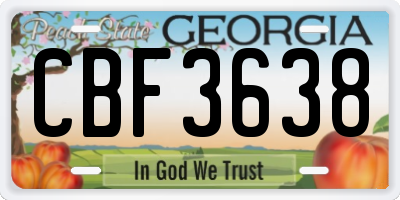 GA license plate CBF3638