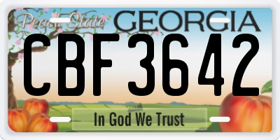 GA license plate CBF3642
