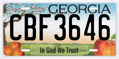 GA license plate CBF3646
