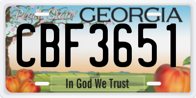 GA license plate CBF3651