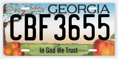 GA license plate CBF3655
