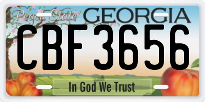 GA license plate CBF3656