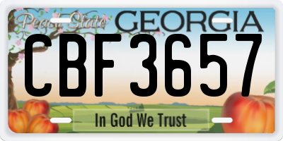 GA license plate CBF3657