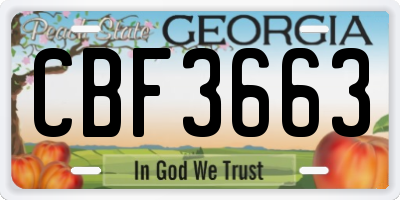 GA license plate CBF3663