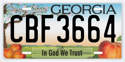 GA license plate CBF3664