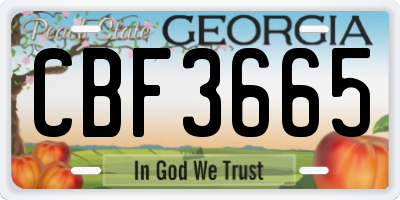 GA license plate CBF3665