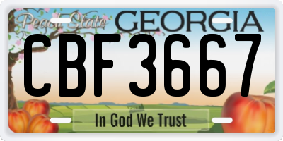 GA license plate CBF3667