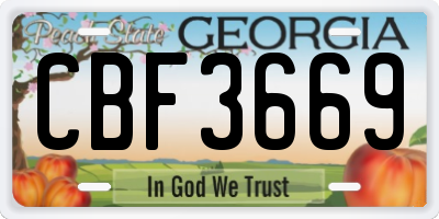 GA license plate CBF3669
