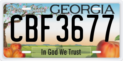 GA license plate CBF3677