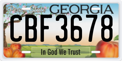 GA license plate CBF3678