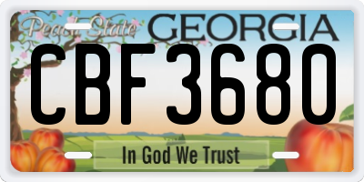 GA license plate CBF3680