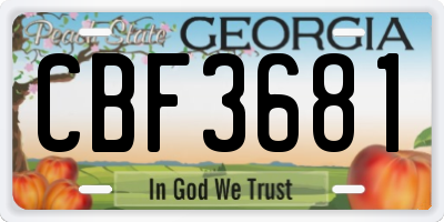 GA license plate CBF3681