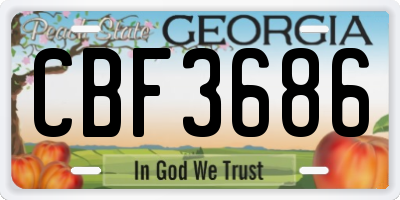 GA license plate CBF3686