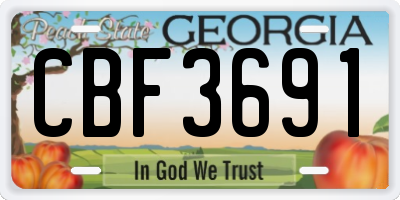 GA license plate CBF3691