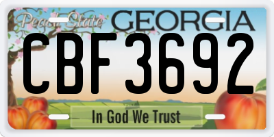 GA license plate CBF3692