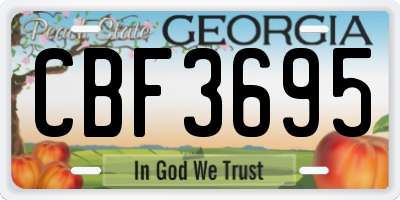 GA license plate CBF3695