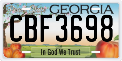 GA license plate CBF3698