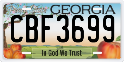 GA license plate CBF3699