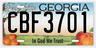 GA license plate CBF3701