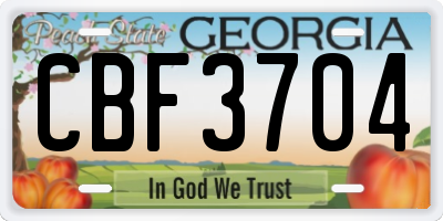 GA license plate CBF3704