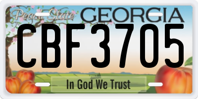 GA license plate CBF3705