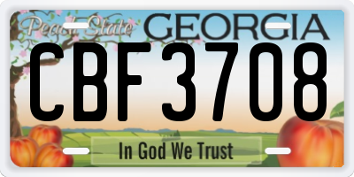 GA license plate CBF3708