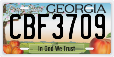 GA license plate CBF3709