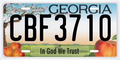 GA license plate CBF3710