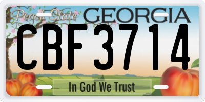 GA license plate CBF3714