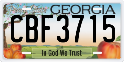 GA license plate CBF3715