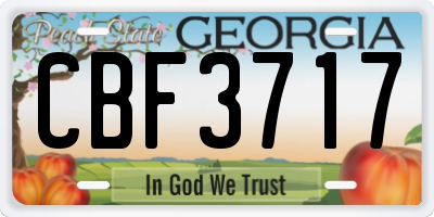 GA license plate CBF3717