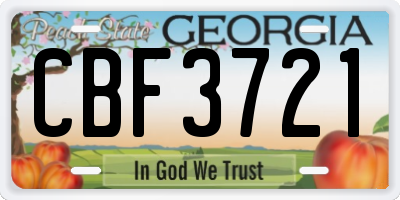 GA license plate CBF3721