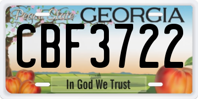GA license plate CBF3722